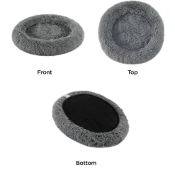 Best Friends by Sheri Oval Shag Faux Fur Cat Bed Grey 21"x19"