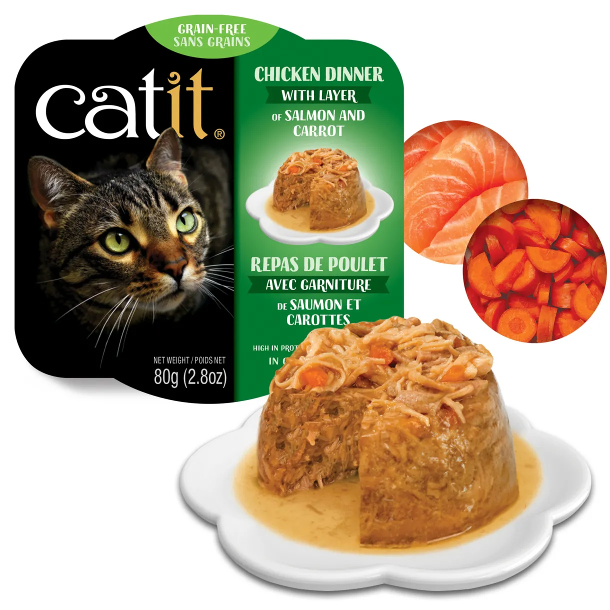 Chicken Dinner with Salmon & Carrots 80g