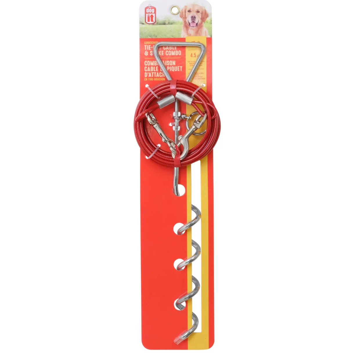 Cork-Screw Tie-Out Stake & Cable 4.5m (15')