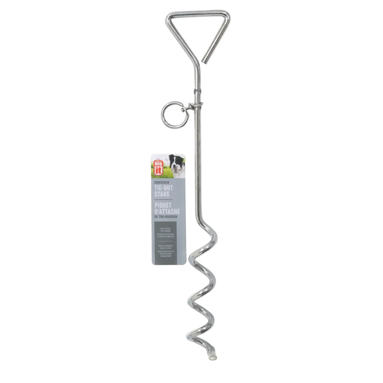 Cork-Screw Tie-Out Stake Chrome-Plated 9mmx40cm