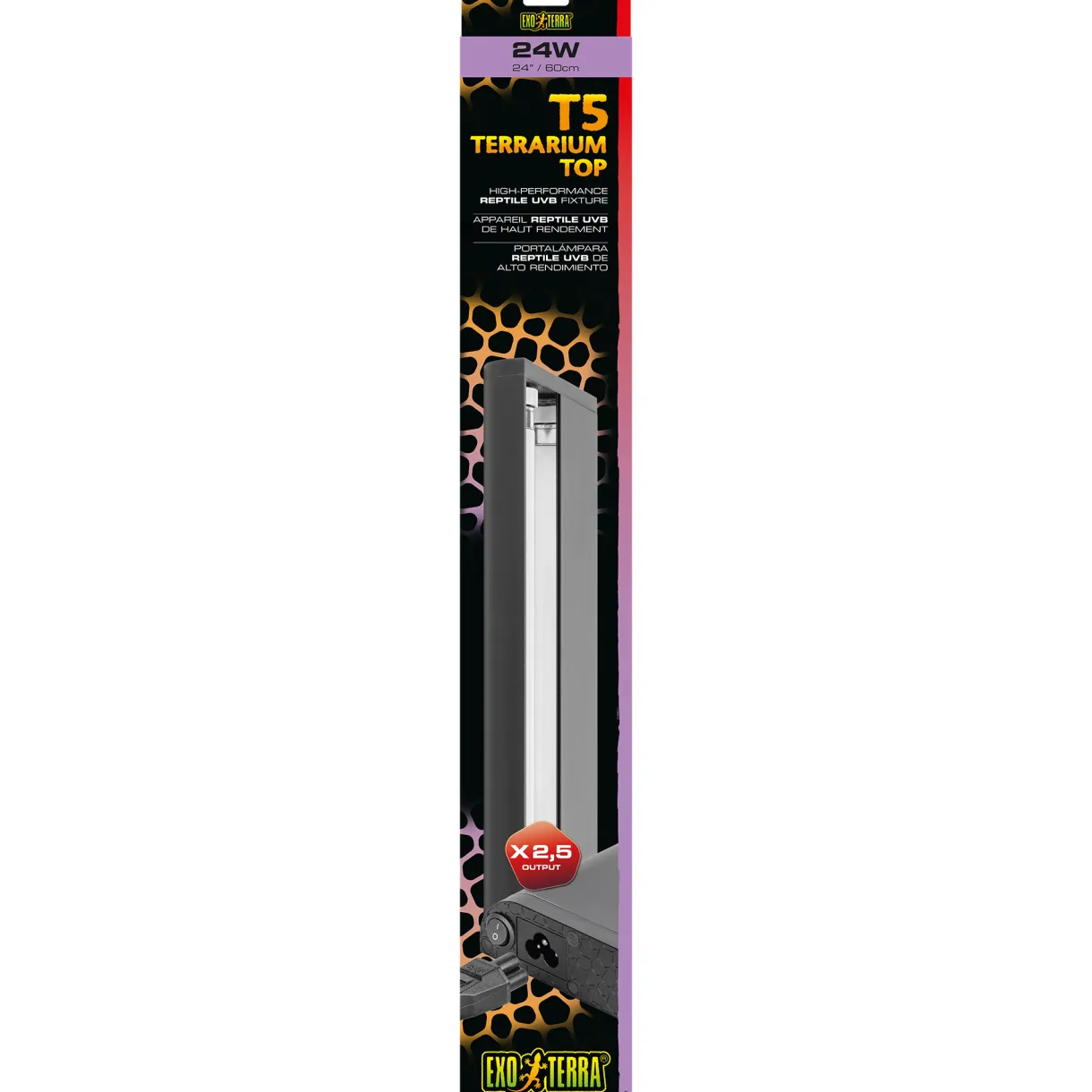 Exo Terra T5 Terrarium Top High-Performance Reptile UVB Fixture 24W - 24" (60cm)