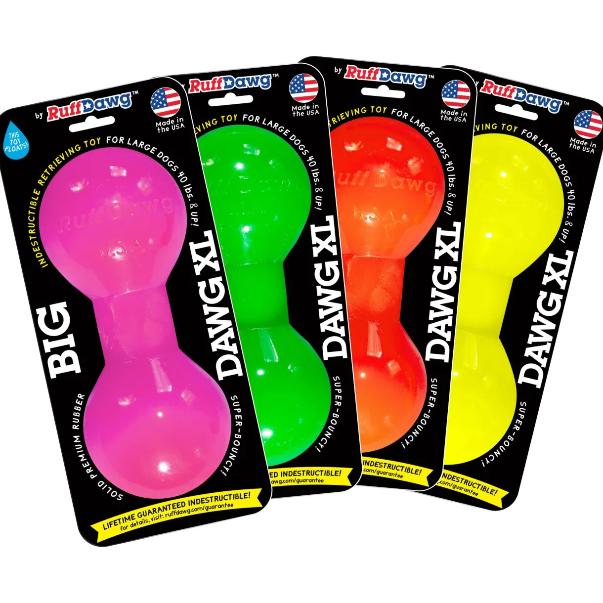 Indestructible Rubber Big Dawg Barbell Assorted XL 8"x4.5"