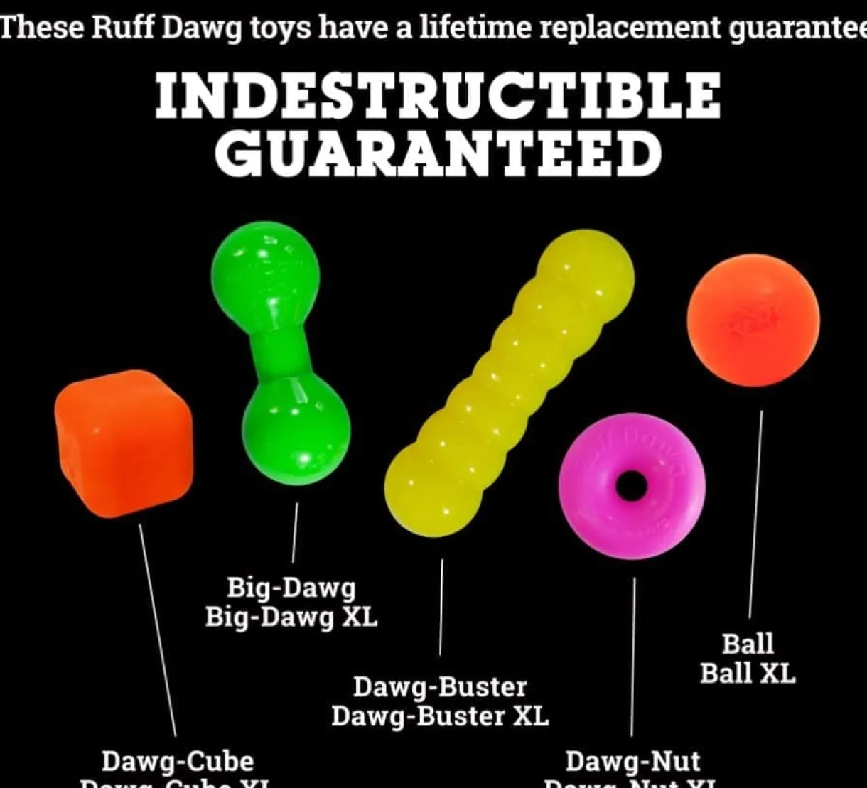 Indestructible Rubber Dawg-Nut Assorted Regular 3.5"x1.25"