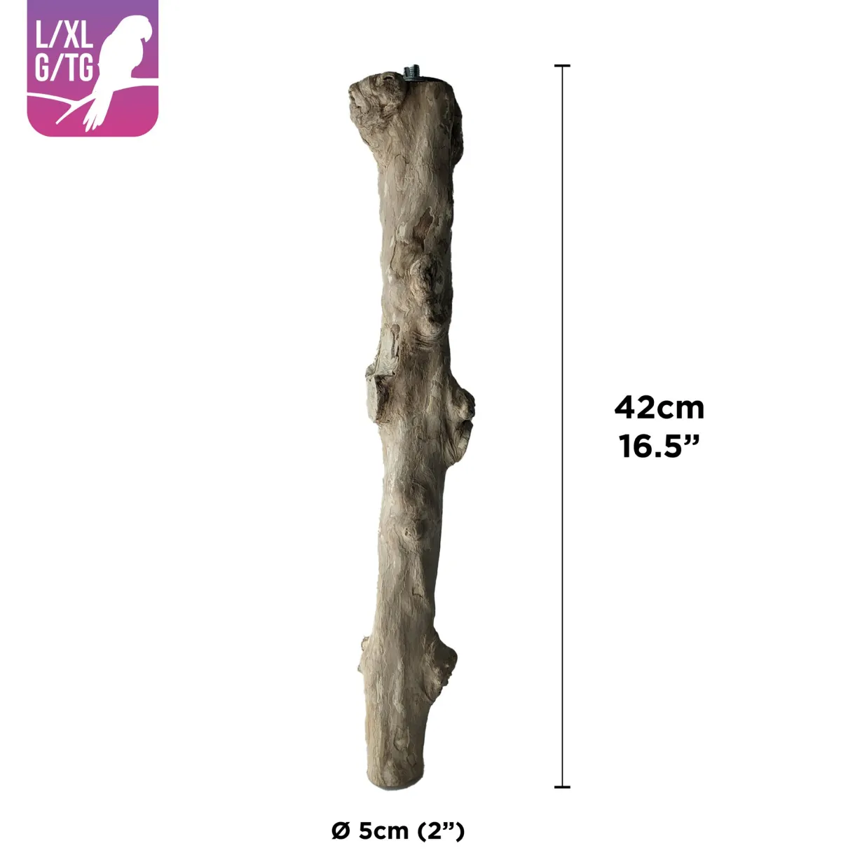 Java Coffee Wood Perch for Large/XLarge Parrots 5cm (2") diameter x 42cm (16.5") L