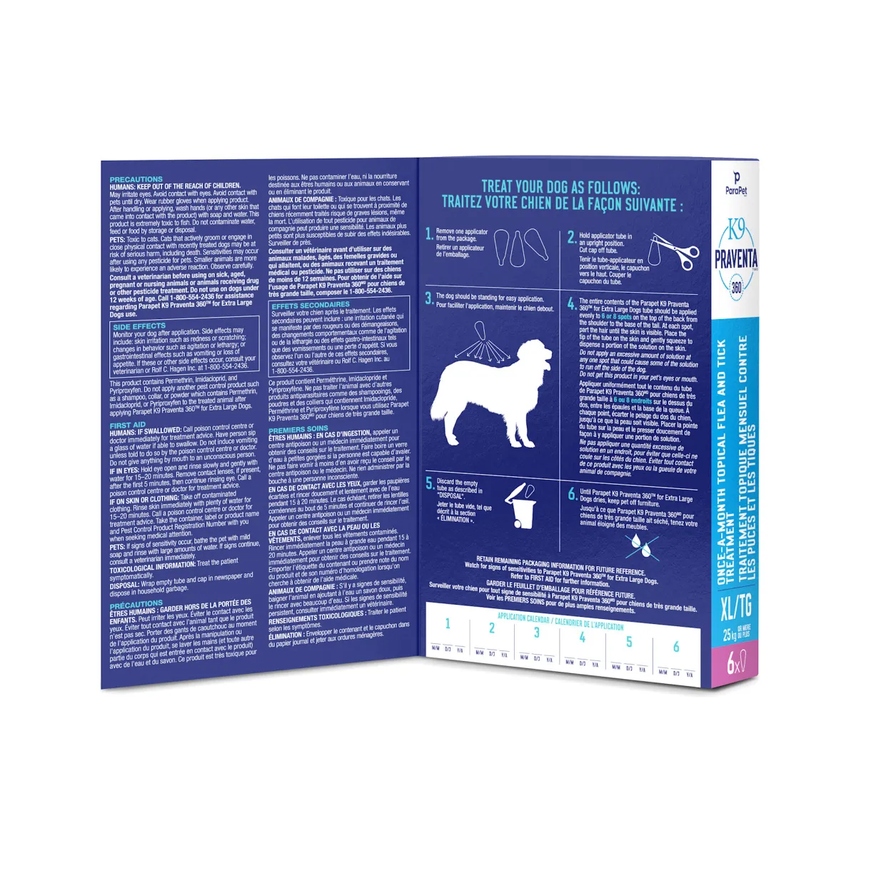 K9 Praventa 360 Flea & Tick Treatment - Extra Large Dogs over 25 kg - 6 Tubes