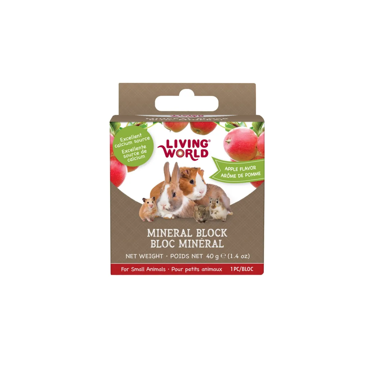 Living World Small Animal Mineral Block Apple Flavour Small 40g (1.4oz)