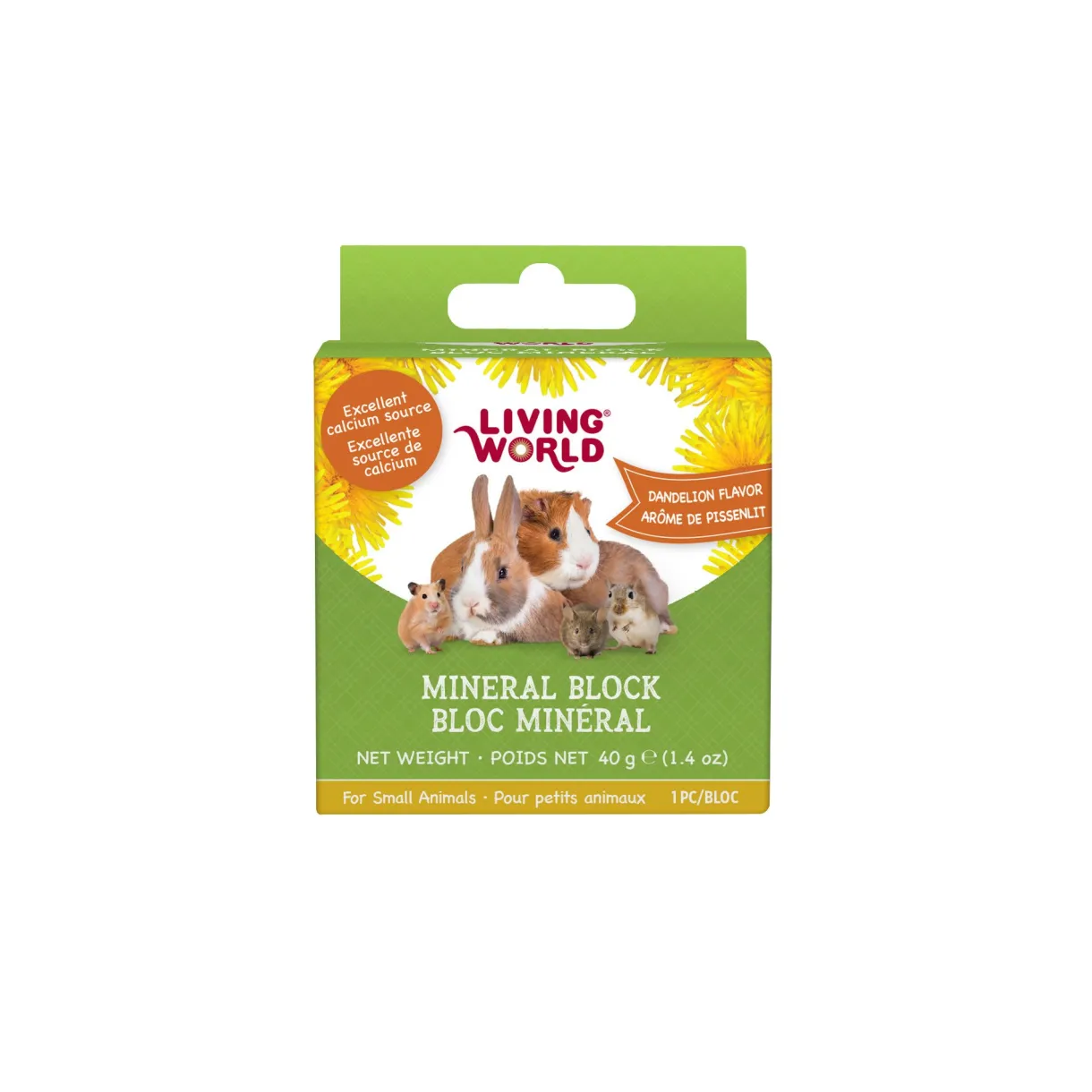 Living World Small Animal Mineral Block Dandelion Flavour Small 40g (1.4oz)