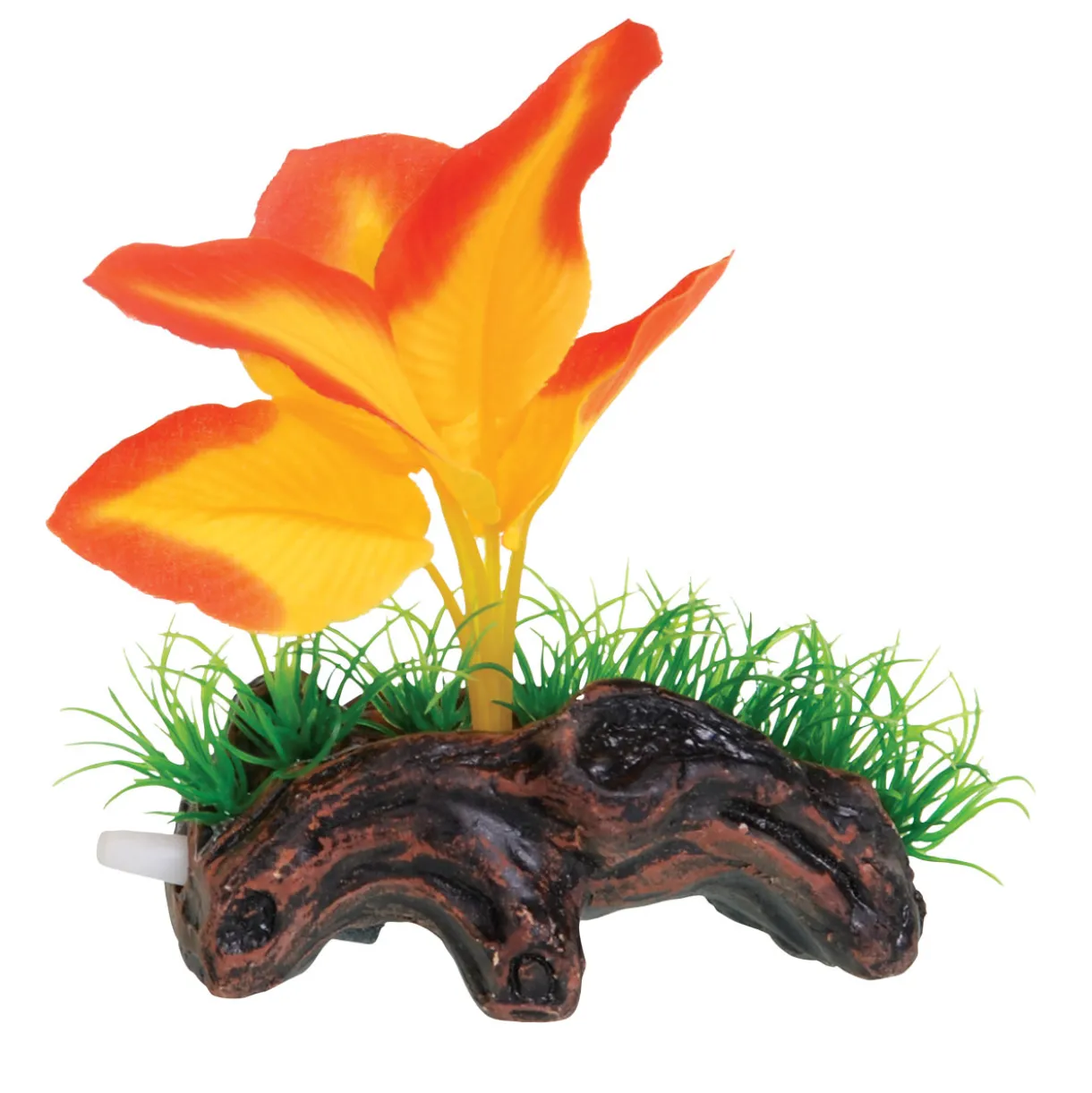 Orange Broad Leaf Mini Log Aquarium Ornament