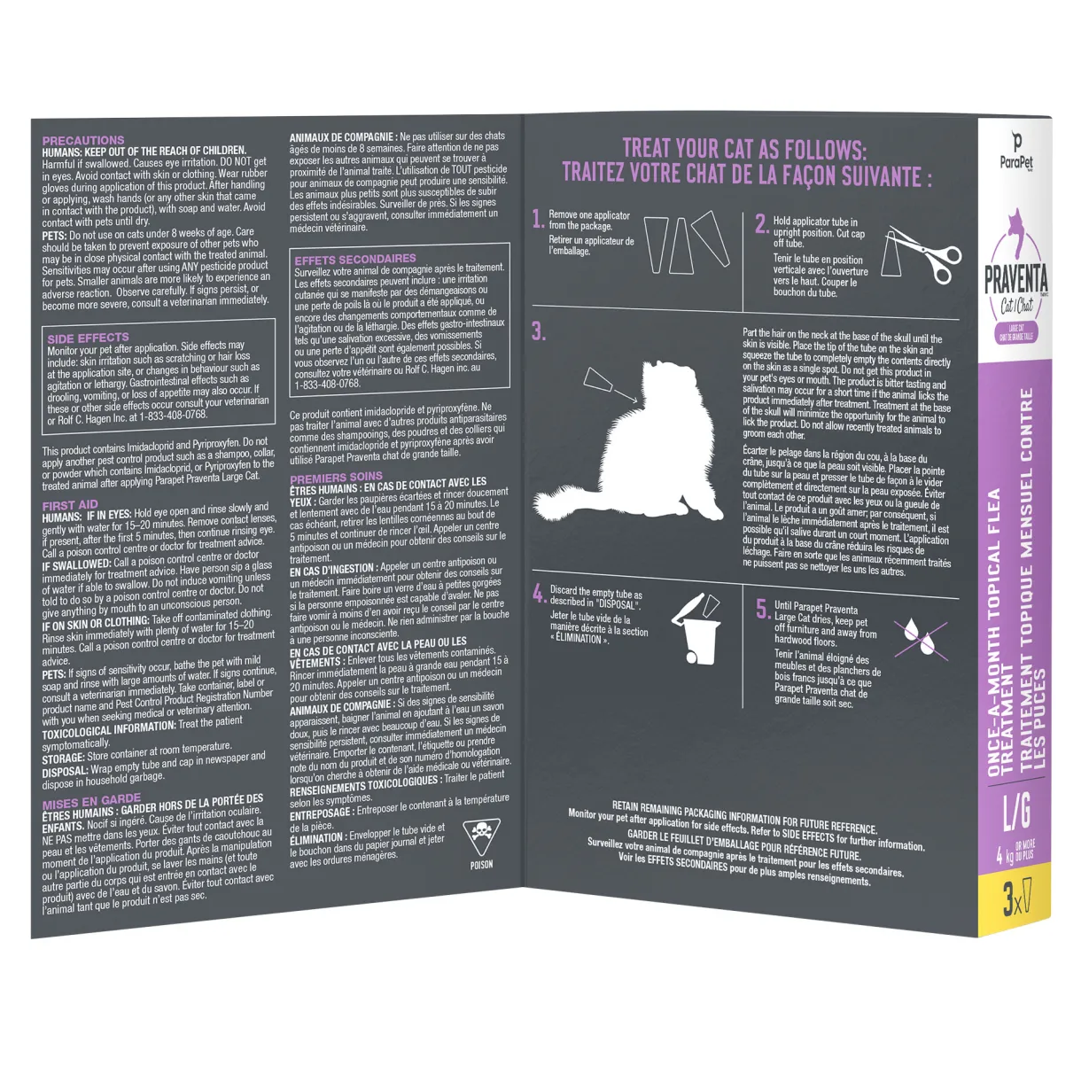 Praventa Flea Treatment - Large Cats 4 kg and over - 3 Tubes