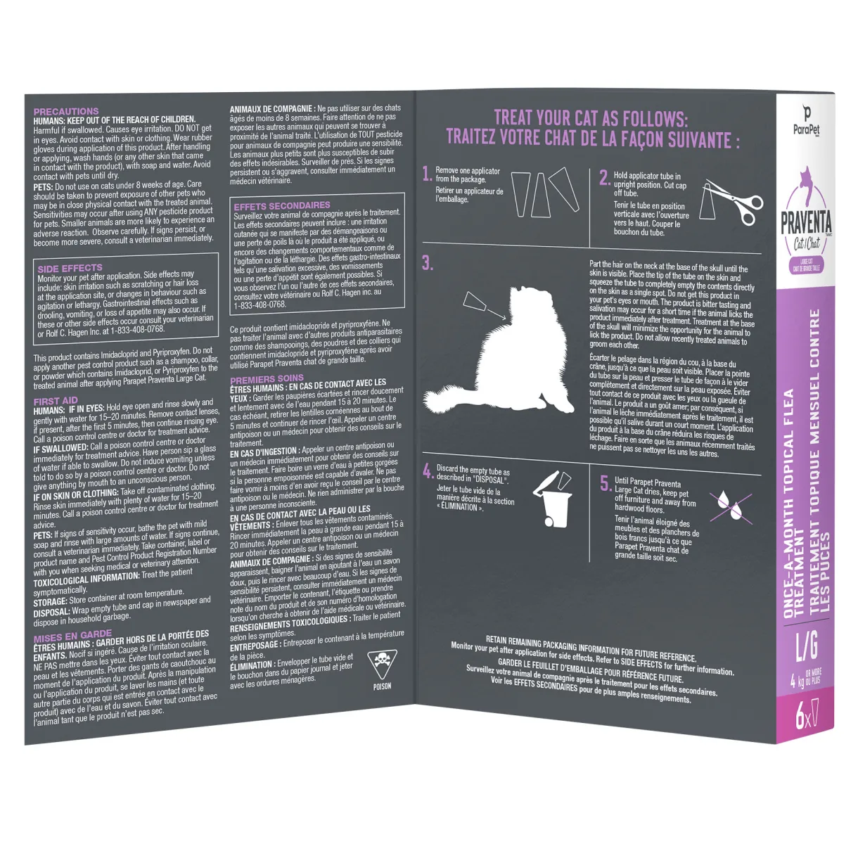 Praventa Flea Treatment - Large Cats 4 kg and over - 6 Tubes